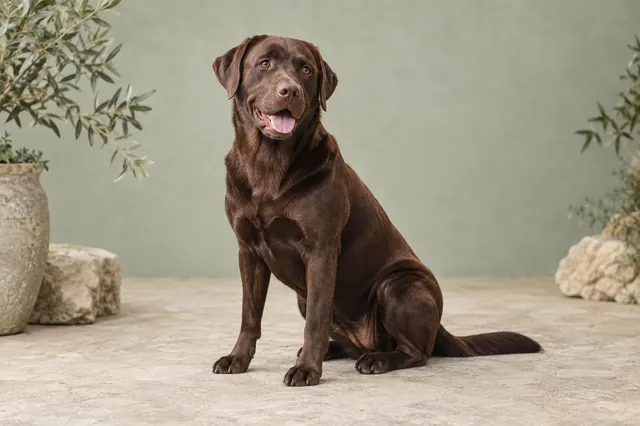Labrador Retriever görünümünü temsil eden kahverengi köpek; yapay zekâ üretimi temsili görsel